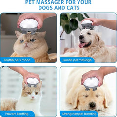 Pet Massager for Dogs and Cats, Electric With 4 Rotatable Massage Heads, Three Modes, for Promote Bonding