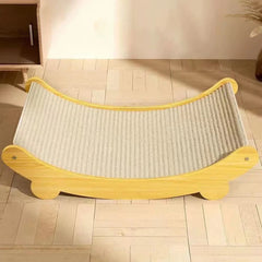 Modern Cat Scratching Board Hammock – Wooden Frame with Fabric Surface for Lounging & Claw Care