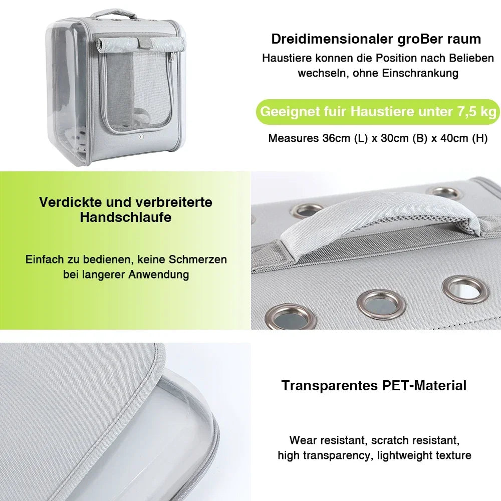 Ventilated Pet Backpack Carrier - Clear View Travel Bag for Cats & Dogs