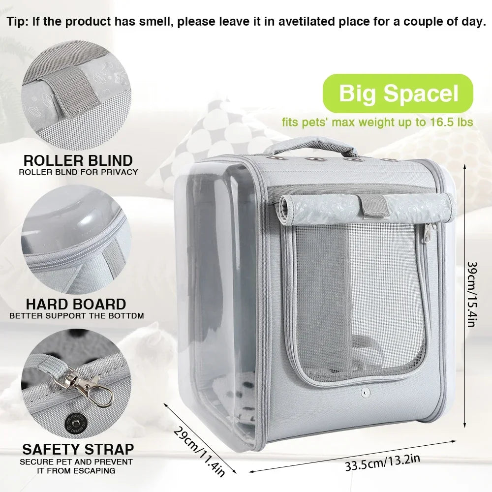 Ventilated Pet Backpack Carrier - Clear View Travel Bag for Cats & Dogs
