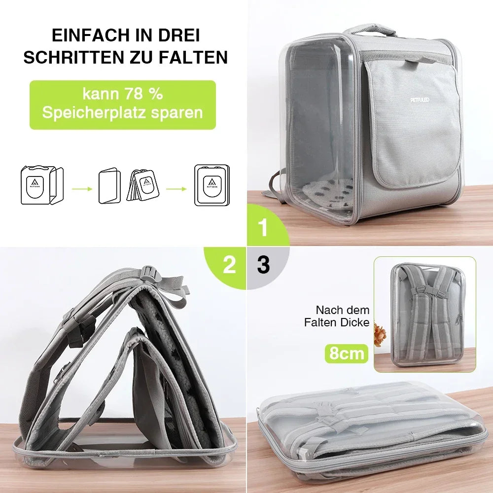 Ventilated Pet Backpack Carrier - Clear View Travel Bag for Cats & Dogs