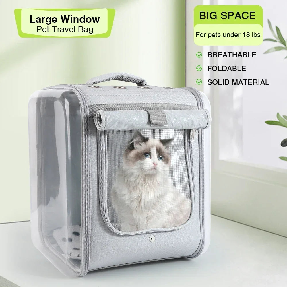 Ventilated Pet Backpack Carrier - Clear View Travel Bag for Cats & Dogs