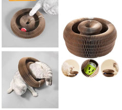 Magic Accordion Cat Scratcher Toy with Ball – Corrugated Cat Climbing Frame & Scratch Board