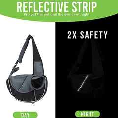 Breathable Mesh Pet Sling Carrier - Hands-Free Travel Shoulder Bag