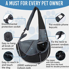 Breathable Mesh Pet Sling Carrier - Hands-Free Travel Shoulder Bag