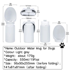 550ml Folding Pet Water Bottle – Portable Outdoor Travel Mug for Dogs & Cats, Leak-Proof Silicone Dispenser Cup