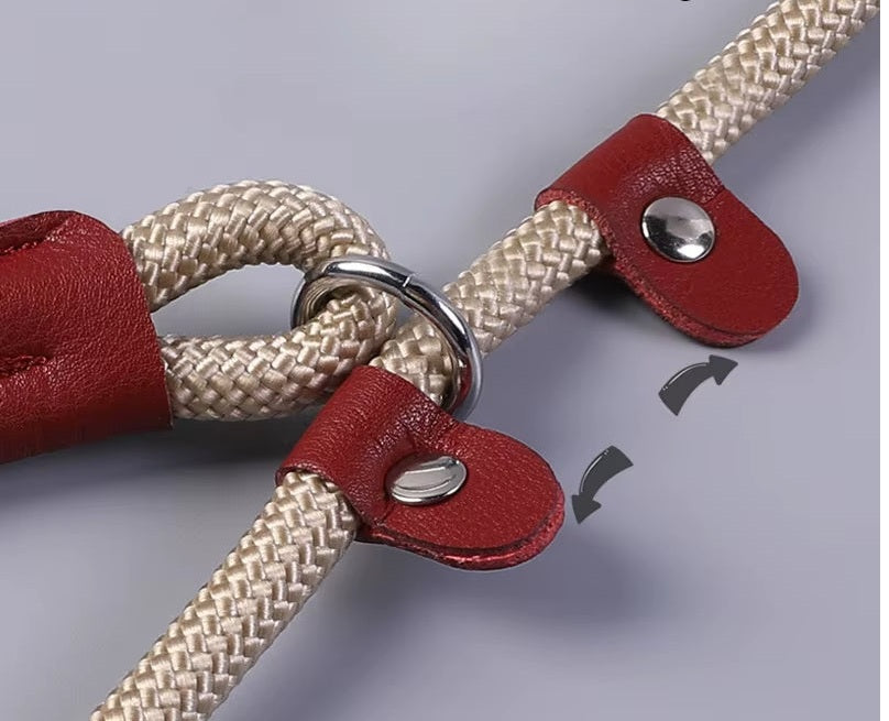 Adjustable Rope Dog Leash & Ombre Flat Lead - Padded & Stylish - Blue