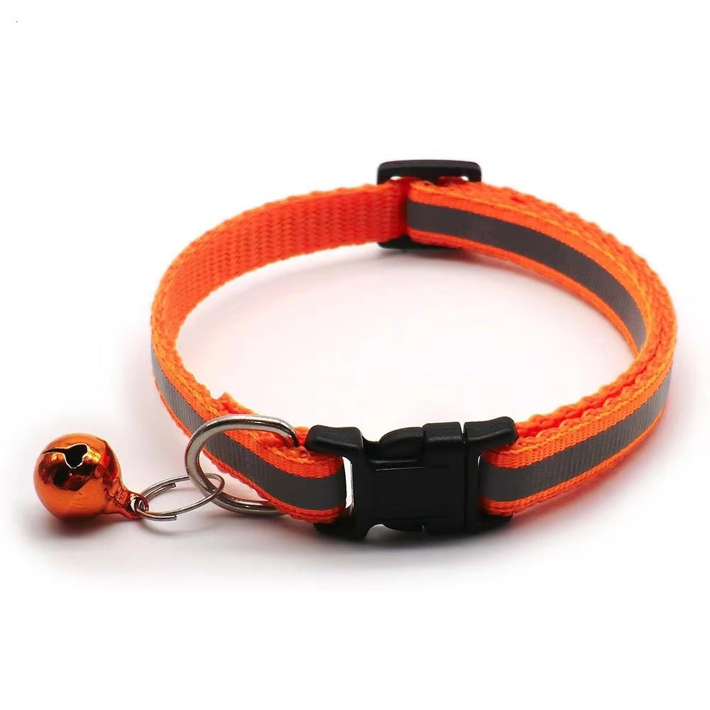 2-Pack Reflective Small Dog Collars with Bell - Adjustable Safety Puppy Collar with Quick-Release Buckle for Small Breeds