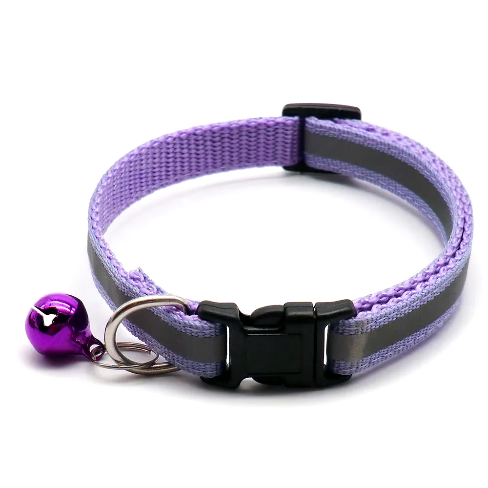 2-Pack Reflective Small Dog Collars with Bell - Adjustable Safety Puppy Collar with Quick-Release Buckle for Small Breeds
