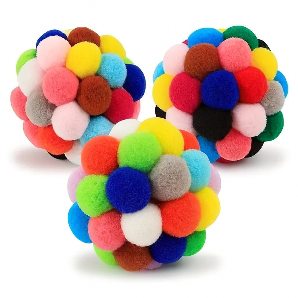 Interactive Colorful Woolen Ball Toys for Cats & Small Dogs - 1/3 Pack