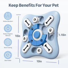 Interactive Dog and Cat Memory Training Puzzle Toy with Squeaker - Non-Slip Slow Feeder Bowl and IQ Enrichment Food Dispenser Game for Pet Brain Training