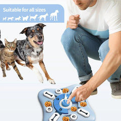 Interactive Dog and Cat Memory Training Puzzle Toy with Squeaker - Non-Slip Slow Feeder Bowl and IQ Enrichment Food Dispenser Game for Pet Brain Training
