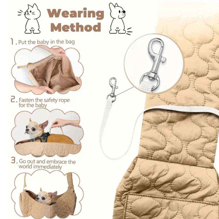 Safety Adjustable Pet Sling Carrier - Soft Padded Travel Bag for Dogs