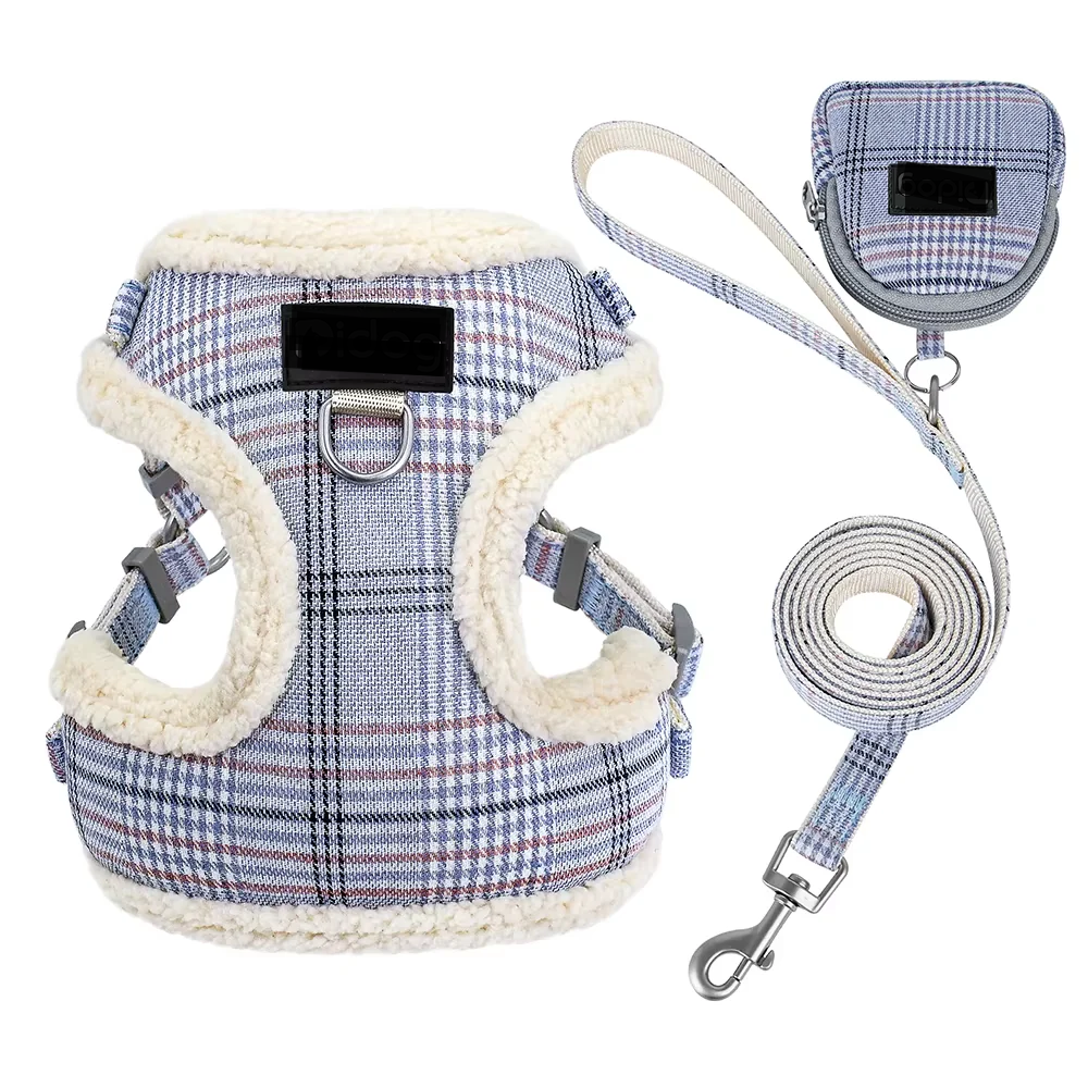 Winter Warm Fleece Dog Harness Set | Soft Fur-Lined Puppy Vest & Leash Kit