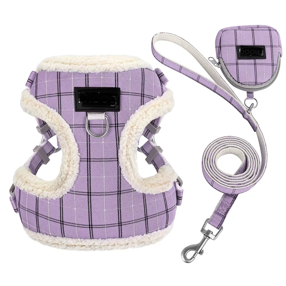 Winter Warm Fleece Dog Harness Set | Soft Fur-Lined Puppy Vest & Leash Kit
