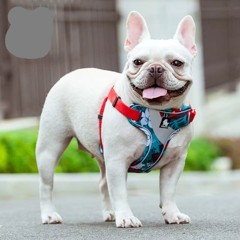 Floral Padded Dog Harness - Soft Cotton Adjustable Easy-Fit Vest