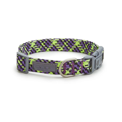 Reflective Nylon Dog Collar with Metal Buckle - Adjustable Heavy-Duty Puppy Collar - High-Visibility Quick-Release Neck Collar for Medium & Large Dogs