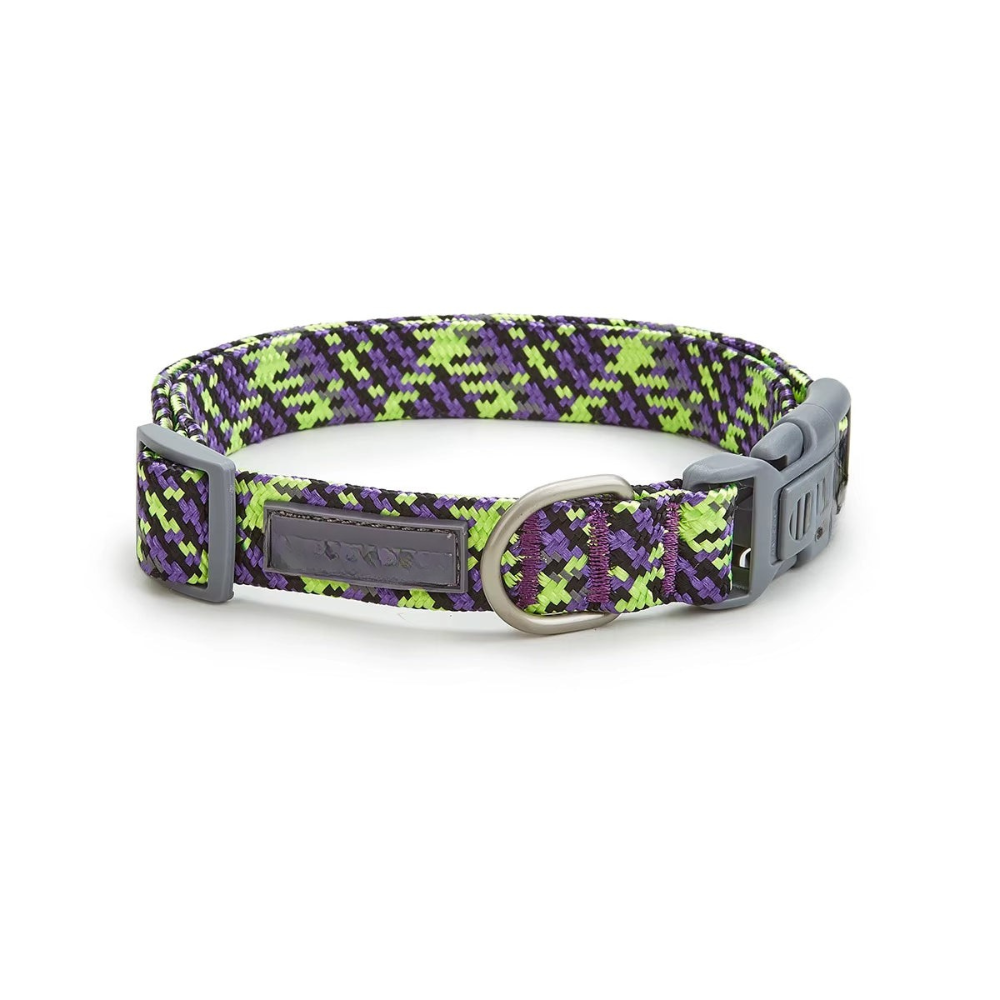 Reflective Nylon Dog Collar with Metal Buckle - Adjustable Heavy-Duty Puppy Collar - High-Visibility Quick-Release Neck Collar for Medium & Large Dogs