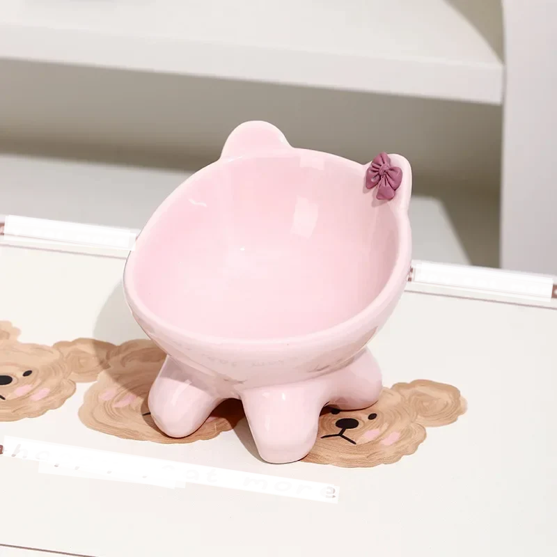 Elevated Ceramic Tilted Cat Bowl - Ergonomic Anti-Vomiting Pet Dish