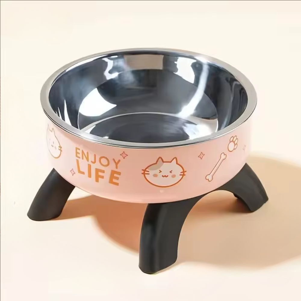 Elevated Stainless Steel Pet Bowl with Non-Slip Silicone Base