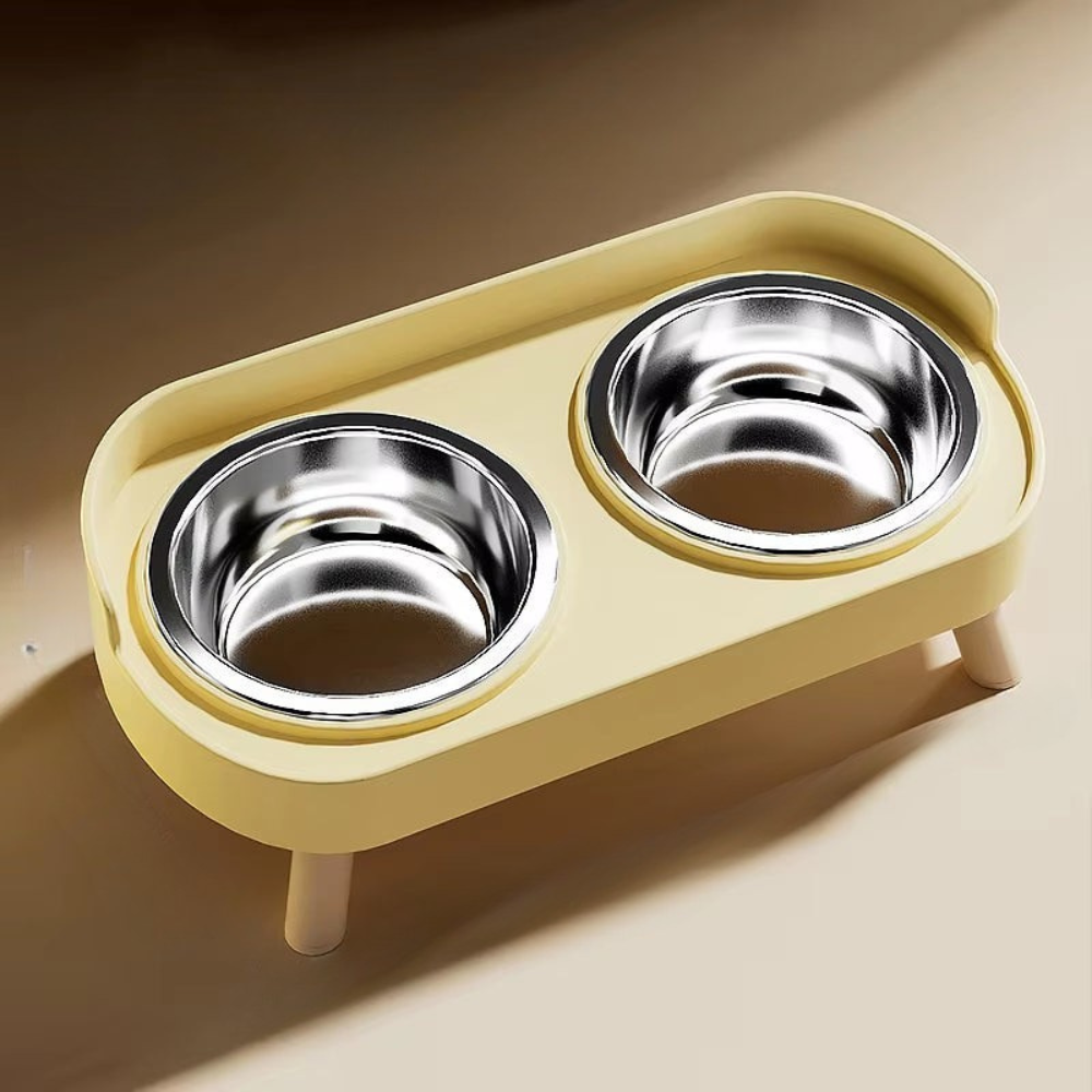Adjustable Height Double Pet Feeder - Elevated Stainless Steel Station