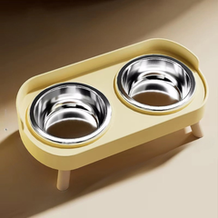 Adjustable Height Double Pet Feeder - Elevated Stainless Steel Station