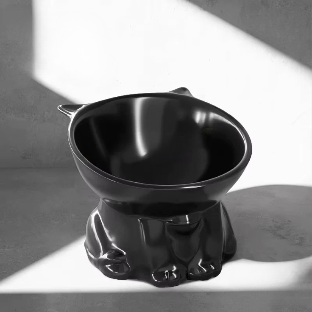 Elevated Cat and Dog Bowl with Ergonomic Tilted Design - Cervical Spine Protection & Washable Anti-Slip Pet Food Basin