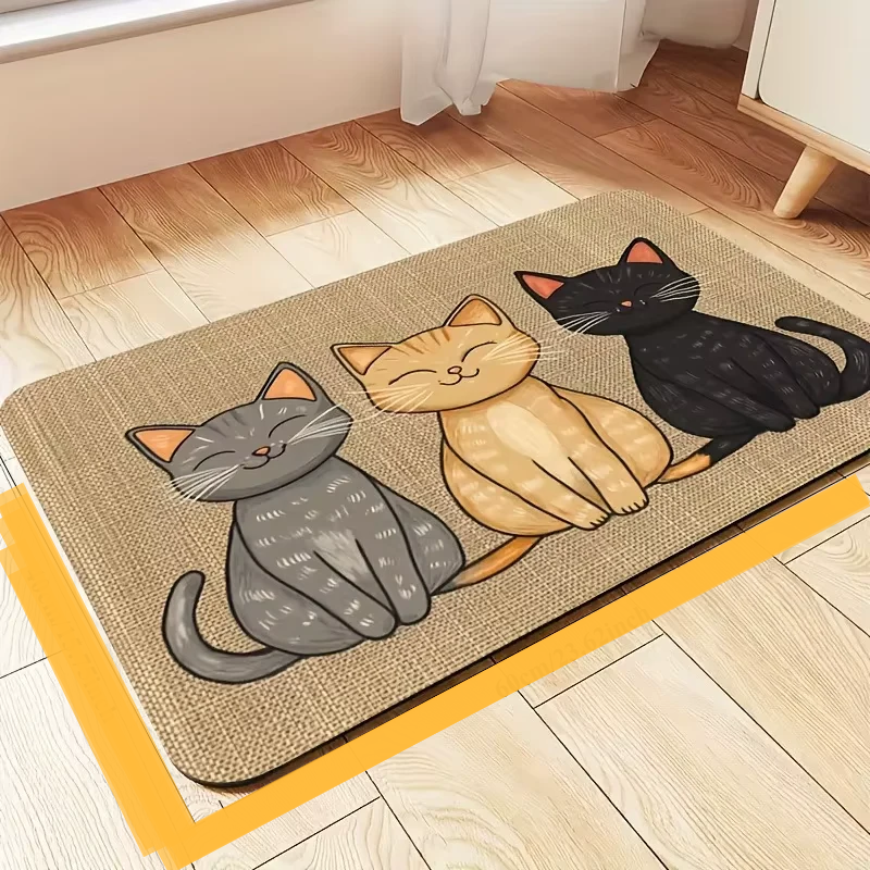 Non-Slip Cat Pattern Pet Feeding Mat - Waterproof Leakproof Dog and Cat Food Placemat - Portable Easy-to-Clean Outdoor Pet Food Pad