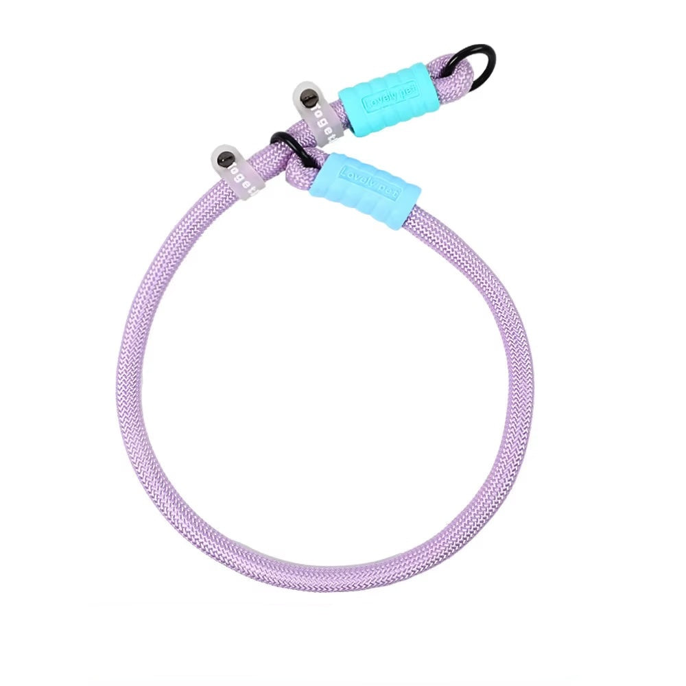 P-Chain Slip Collar | Anti-Slip Wear-Resistant Pet Training Collar | Cotton Candy Style Adjustable Rope Collar - Black - Purple