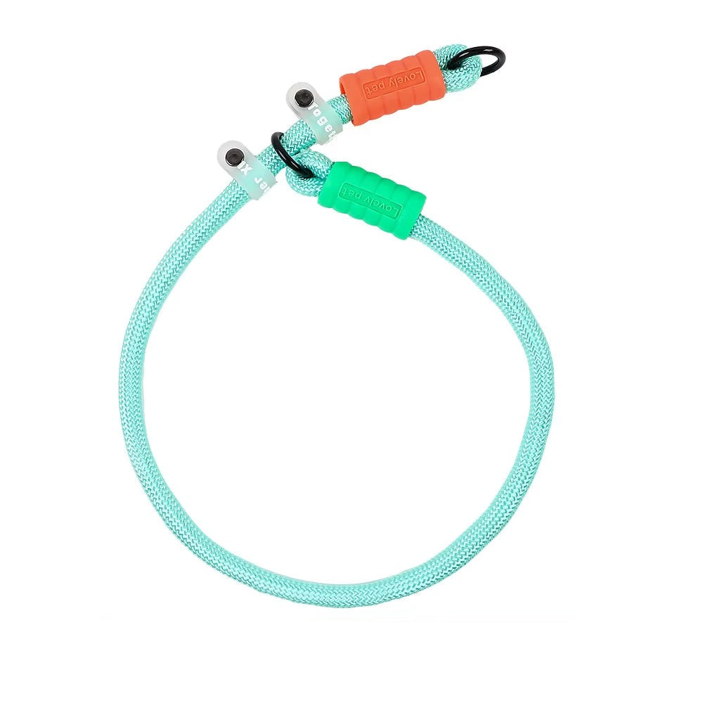 P-Chain Slip Collar | Anti-Slip Wear-Resistant Pet Training Collar | Cotton Candy Style Adjustable Rope Collar - Black - Light Green