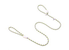 Adjustable Rope Dog Leash & Ombre Flat Lead - Padded & Stylish - Yellow Green Stripes