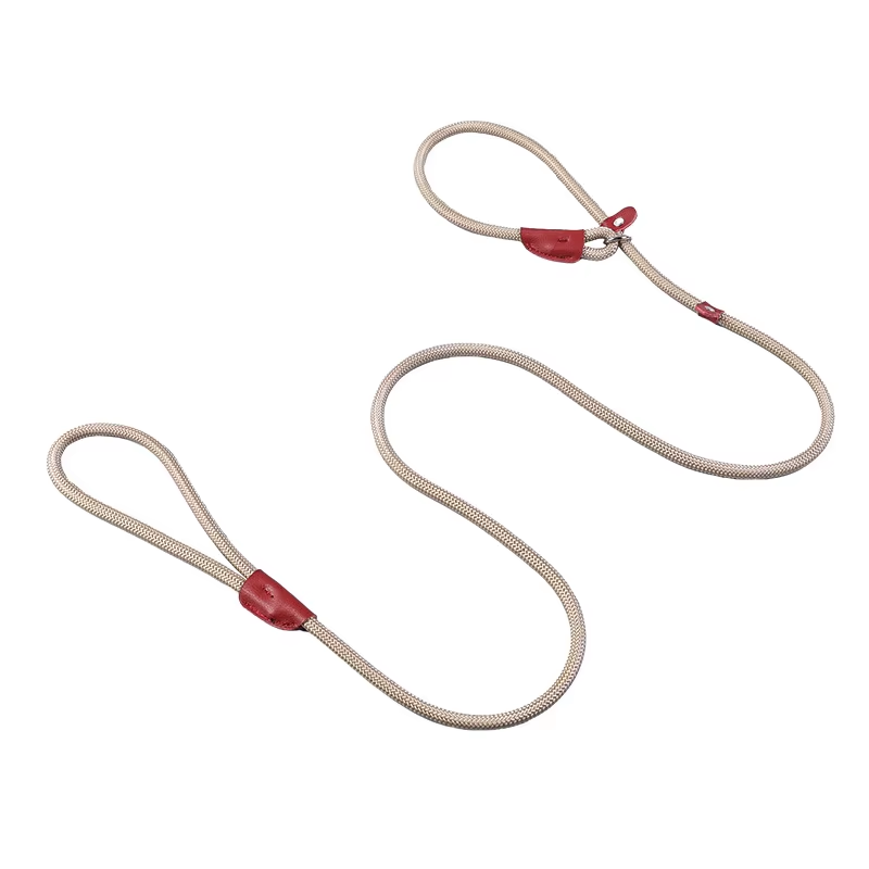 Adjustable Rope Dog Leash & Ombre Flat Lead - Padded & Stylish - Khakki