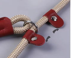 Adjustable Rope Dog Leash & Ombre Flat Lead - Padded & Stylish - Khakki