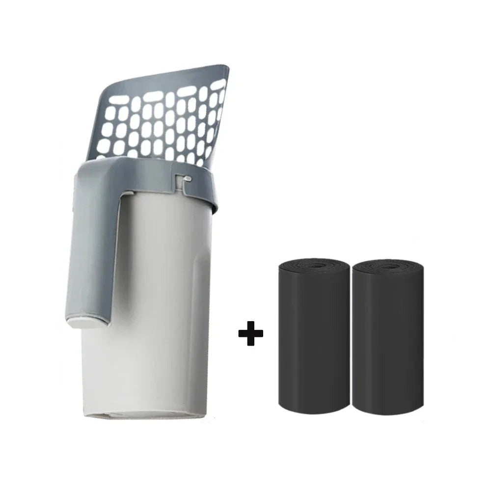 Self-Cleaning Cat Litter Scoop with Trash Bin & Refill Bags – Pet Waste Shovel for Litter Box Cleaning