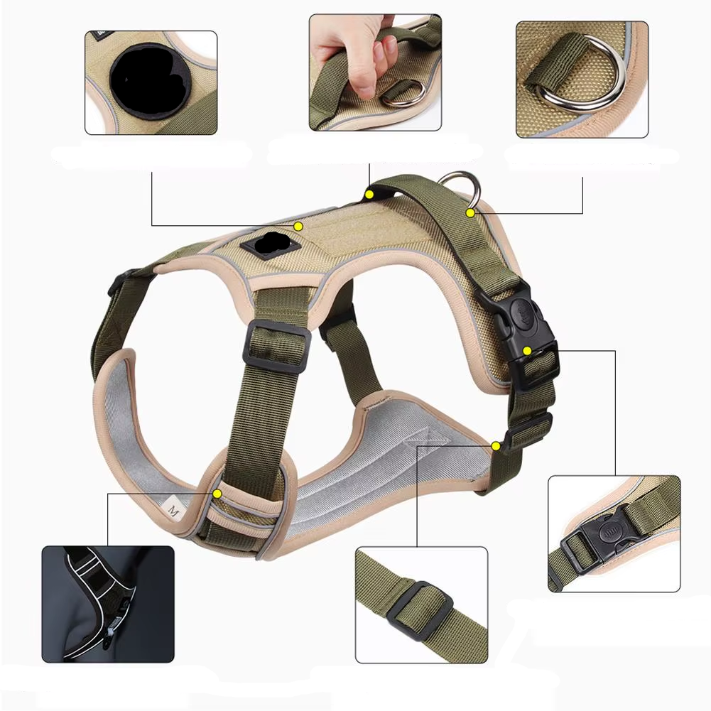 No‑Pull Reflective Dog Harness – Adjustable Soft Oxford Vest for Medium & Large Dogs, Secure Buckles & Padded Design – Red & Blue