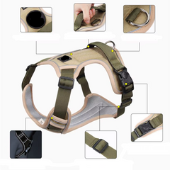 No‑Pull Reflective Dog Harness – Adjustable Soft Oxford Vest for Medium & Large Dogs, Secure Buckles & Padded Design – Red & Blue