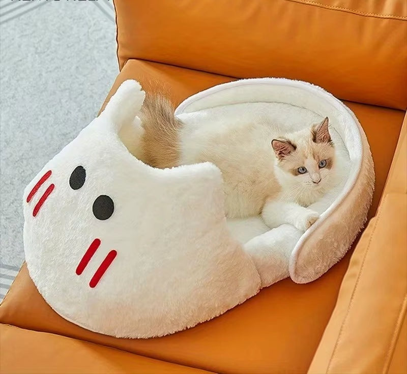 Adorable Slipper-Shaped Cat Bed, Plush Sofa with Soft Cushion for Small Cats, Cozy & Washable Pet Lounger, Non-Slip Bottom
