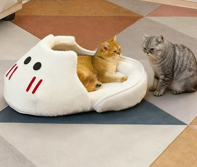 Adorable Slipper-Shaped Cat Bed, Plush Sofa with Soft Cushion for Small Cats, Cozy & Washable Pet Lounger, Non-Slip Bottom
