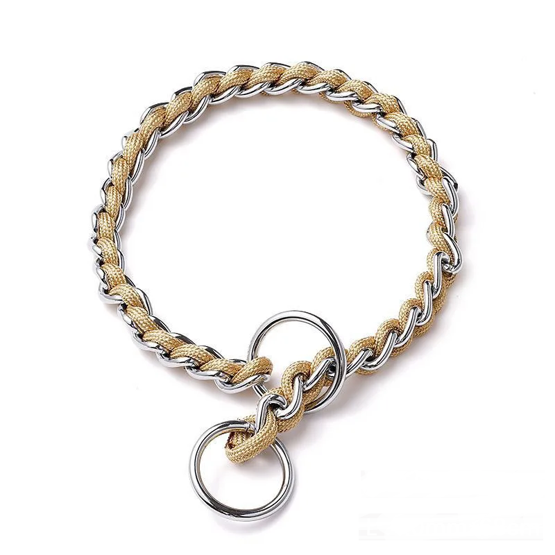 Walking Dog Leash with Continuous Bite Resistance P-Chain P-Shaped Rope Collar anti Bite Break Medium-Sized Large Dog Pet Chain