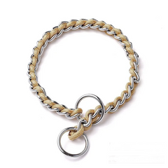 Walking Dog Leash with Continuous Bite Resistance P-Chain P-Shaped Rope Collar anti Bite Break Medium-Sized Large Dog Pet Chain