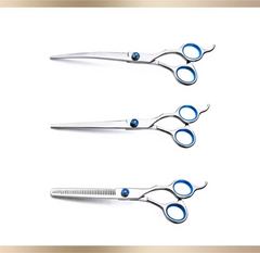 Professional Dog Grooming Scissors Set – 6 Inch Stainless Steel Pet Hair Cutting Kit with Thinning, Straight & Curved Shears + Comb