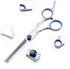 Professional Dog Grooming Scissors Set – 6 Inch Stainless Steel Pet Hair Cutting Kit with Thinning, Straight & Curved Shears + Comb