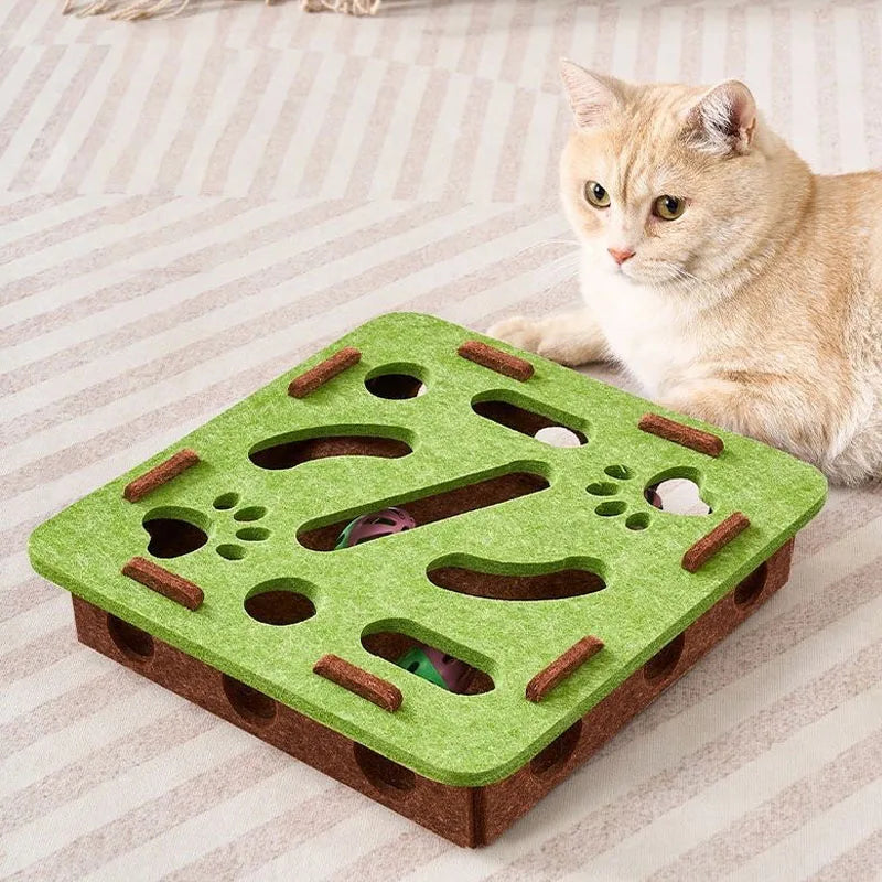 Cat Puzzle Toy Felt Puzzle Box Cat Exercise Toy with Ball Indoor Sports Entertainment Hunting Cat Toys for Indoor Cats