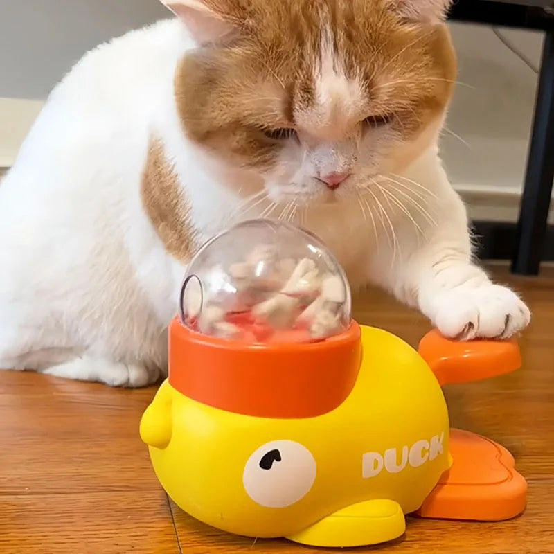 Interactive Little Yellow Duck Pet Feeder – Puzzle Food Dispenser Toy for Dogs & Cats | Anti‑Slip Bottom, Slow Feeder, Puppy Training Food Machine