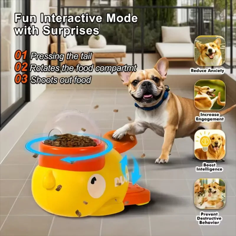 Interactive Little Yellow Duck Pet Feeder – Puzzle Food Dispenser Toy for Dogs & Cats | Anti‑Slip Bottom, Slow Feeder, Puppy Training Food Machine