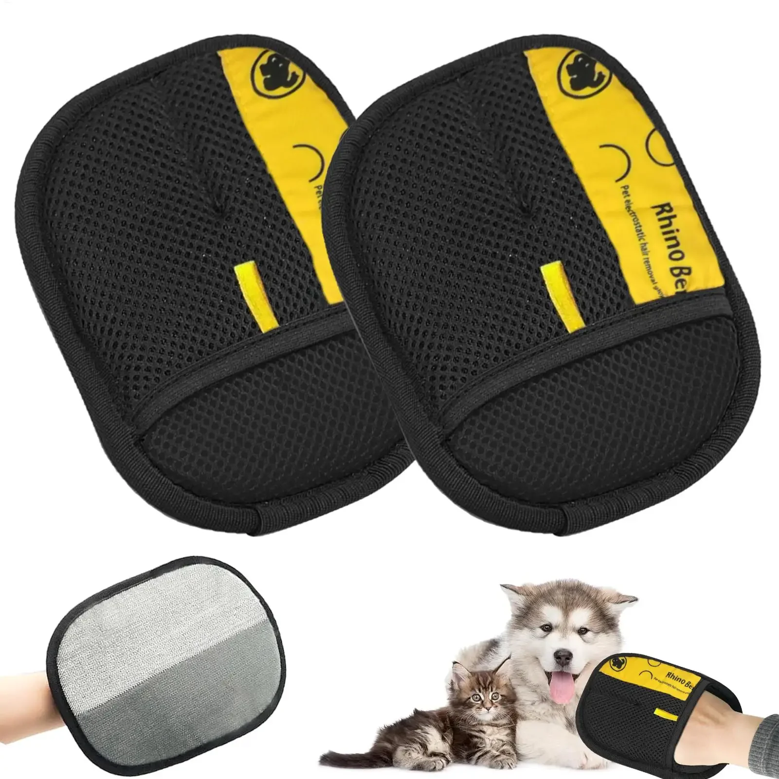 Pet Electrostatic Hair Removal Gloves – Dog & Cat Grooming Brush Gloves for Fur, Lint & Dust Removal on Clothes, Carpets & Furniture