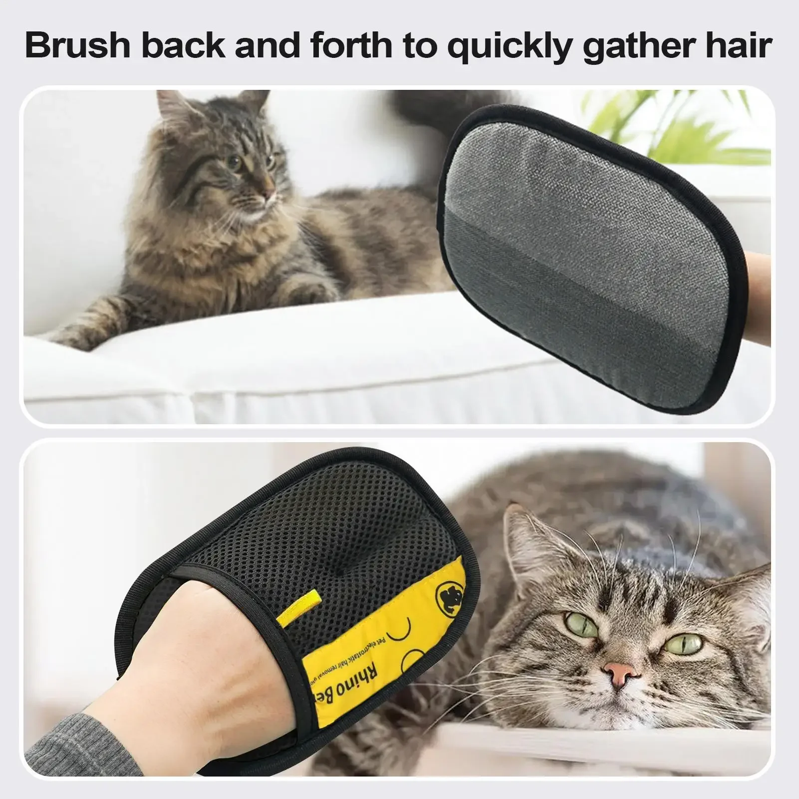Pet Electrostatic Hair Removal Gloves – Dog & Cat Grooming Brush Gloves for Fur, Lint & Dust Removal on Clothes, Carpets & Furniture