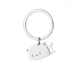 Cute Cat Keychain Stainless Steel 