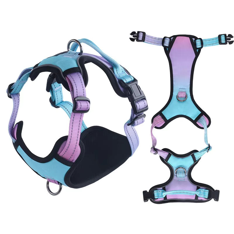 Adjustable Nylon Dog Harness Vest Reflective Soft Breathable No Pull Dog Harness Pet Harness Leash for Small Large Dogs
