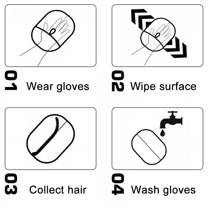 Pet Grooming Electrostatic Hair Removal Gloves for Dogs and Cats - Adhesive Cleaning Brush for Carpets and Clothing